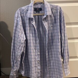 Vineyard Vines Men's Pink and Blue Checkered Shirt